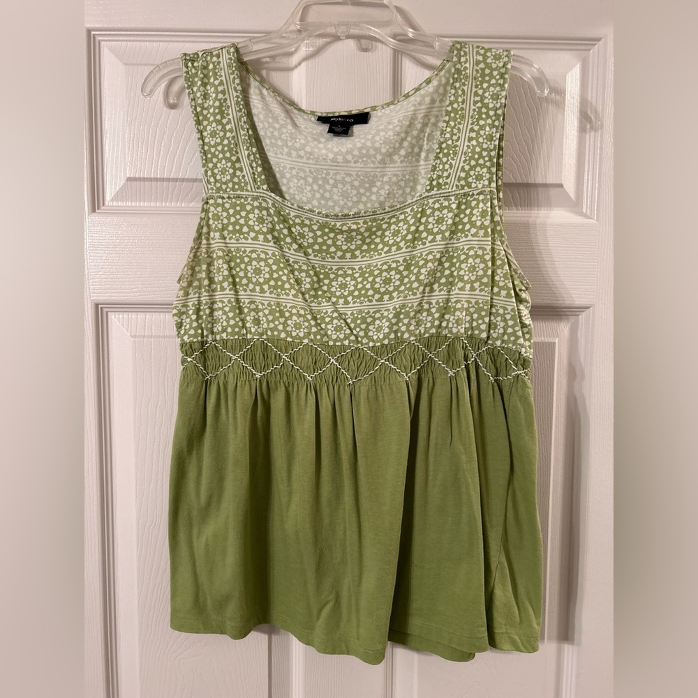 Green Floral Tank Top